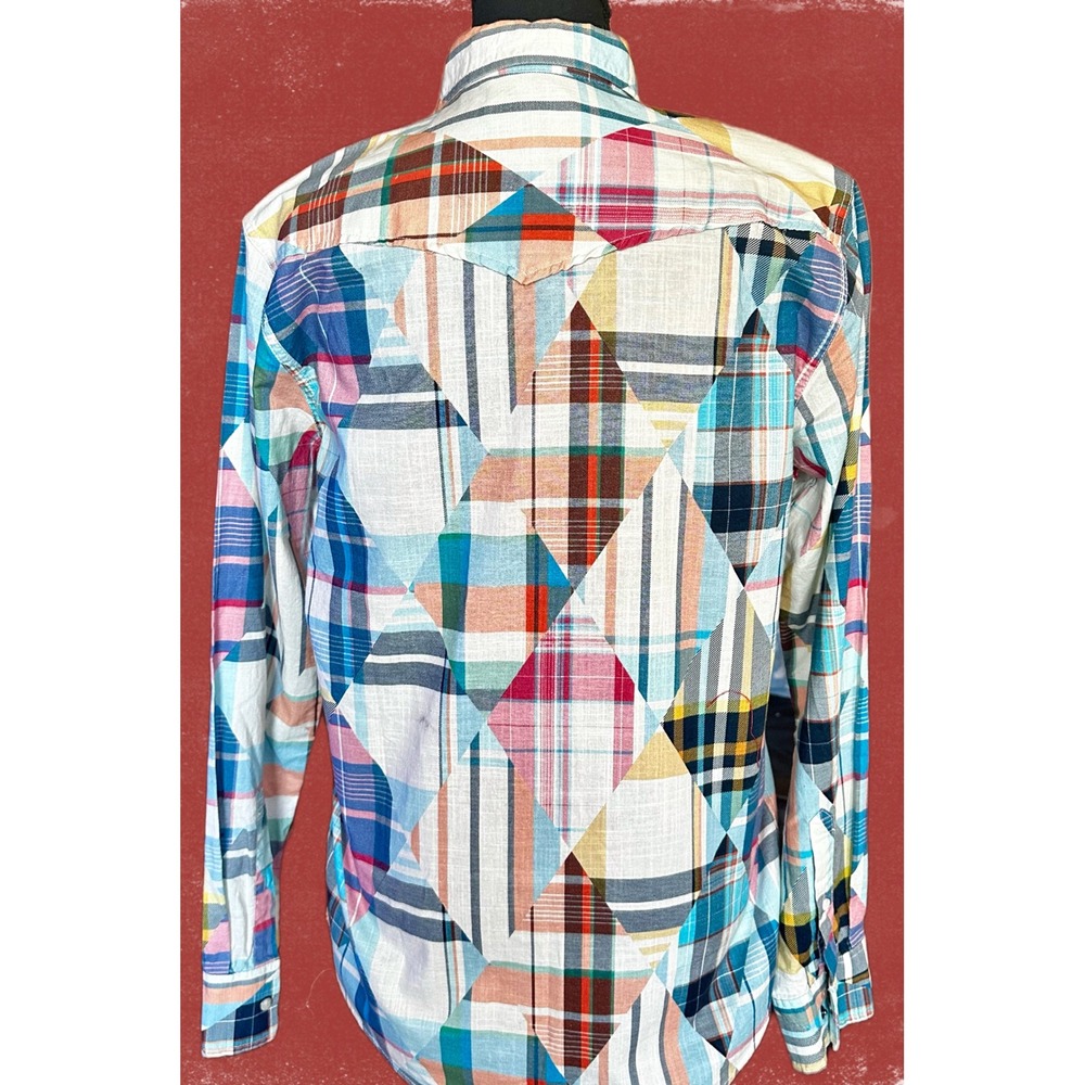 Sun + Stone Shirt Small Patchwork Plaid Geometric… - image 2